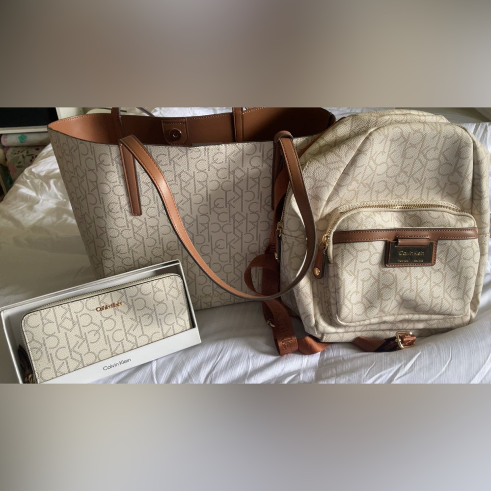 Calvin Klein Beige and Tan Women's Backpack Set